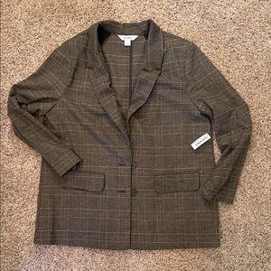NWT Old Navy Plaid Brown/Black Blazer - L